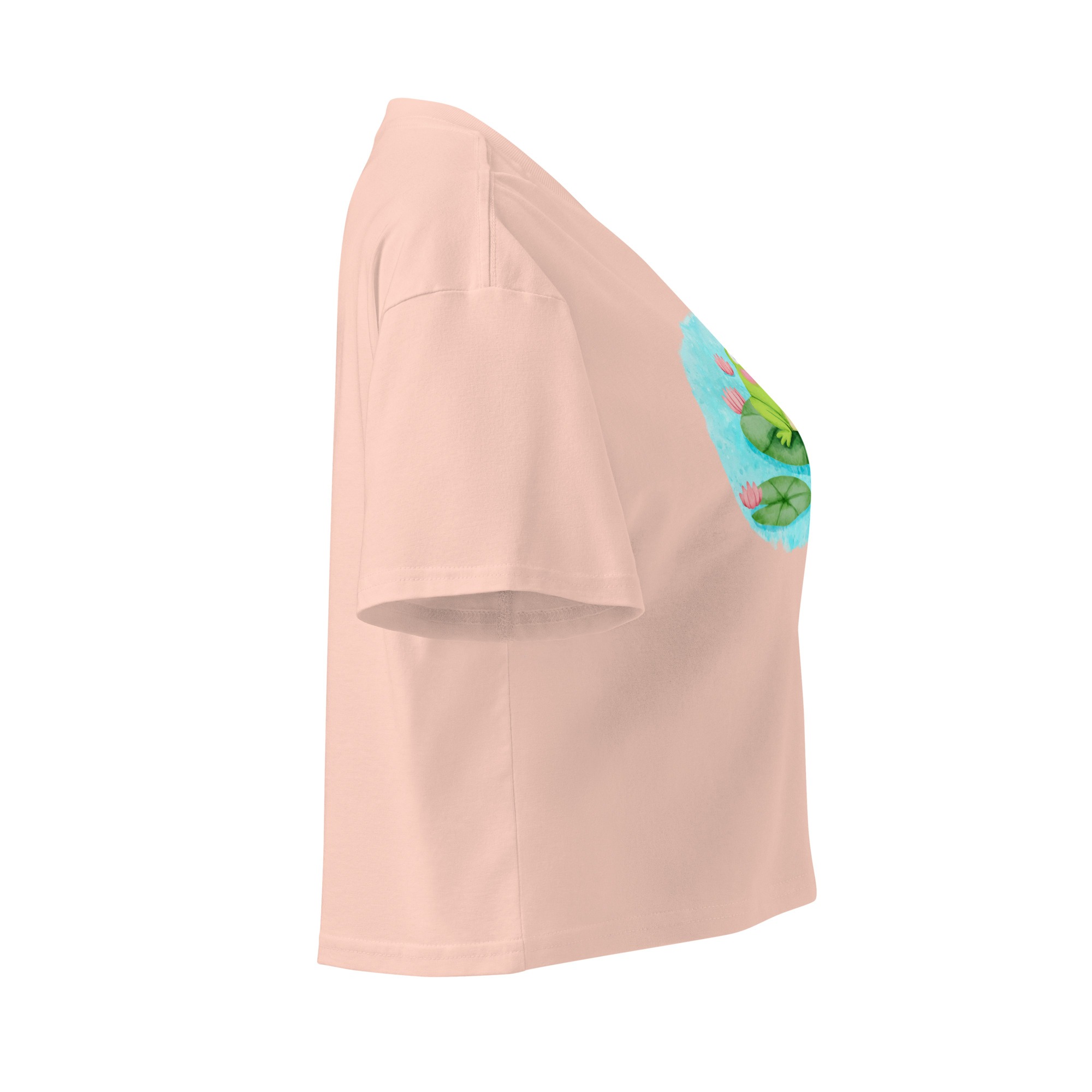 Frog with pink flowers Women’s crop top - Image 4